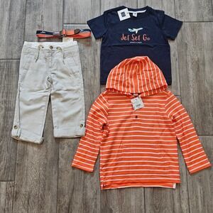 Janie and Jack Outfit Set Kids 3 Jet Set Plane NEW Hoodie Tee Pants Belt Travel
